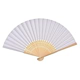 HSLFZD Handgefertigter Fächer 50 stücke weiß Falten Elegante Papier handlüfter Hochzeit favoriten Exquisit und praktisch, kann für viele Anlässe DEK (Color : White, Fan Size : Other)