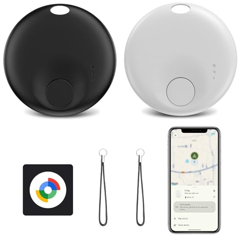 Spedal Android Tracker Tag, Certified Google Not for iOS and Huawei Bluetooth Locator for Android Devices, Works with Google Find Hub, Item Finder for Keys, Luggage, Backpack (Black&White, 2 Pack)