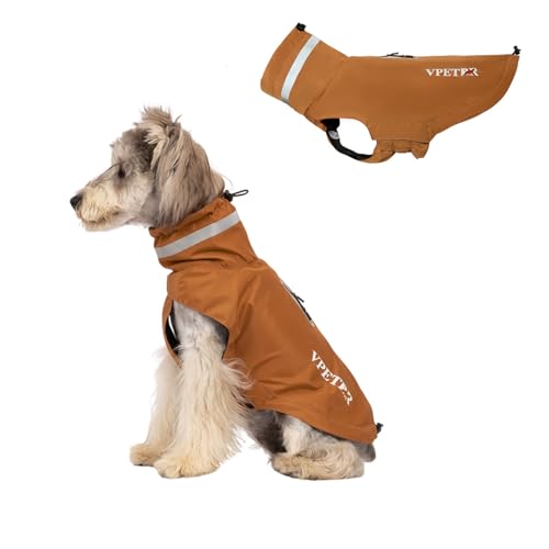 BT Bear Dog Raincoat,Adjustable Waterproof Lightweight Rain Jacket with Reflective Strip Dog Poncho Raincoat for Small Medum Dogs,Brown XXXL