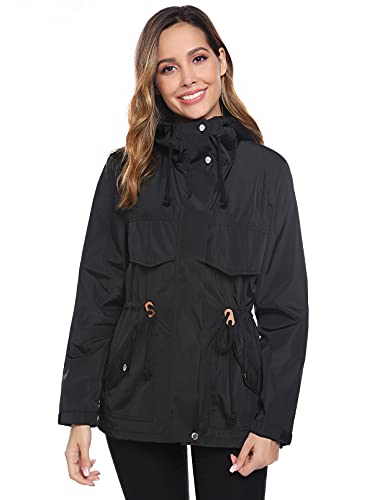 Gyabnw Abrigos Impermeables para Mujer Ligera Chaqueta Cortavientos Chubasquero Secado Rápido Chaqueta Deportiva con Capucha Cover