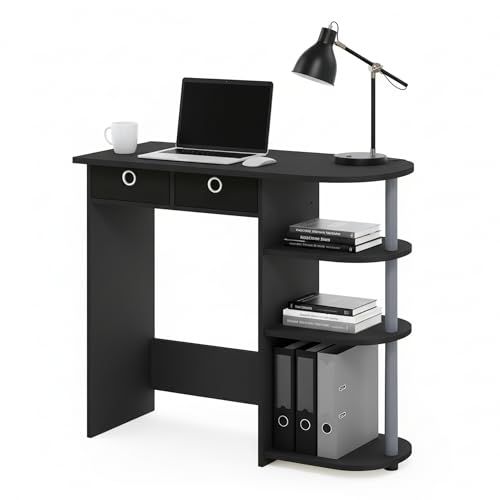 Furinno Go Green Home Laptop Notebook Computer Desk, Study Desk, Writing Desk, Black/Grey/Black, 80 (W) x 72.4 (H) x 39.6 (D) cm