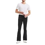 Men Relaxed Stretch Bell Bottom Flares Pants Fit Comfort Flared 60s 70s Vintage Leg Denim Jeans,TAG 4XL Black