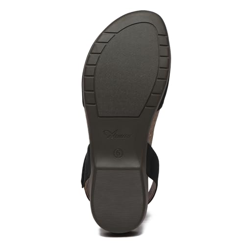 Athlefit Women's Closed Toe Sandals Comfort Cork Footbed Arch Support Flat Sandals3