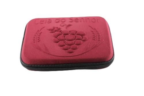 Estojo Santa Ceia Portátil, Kit Completo com Zíper, Material EVA e Tecido Termo Moldado, 9,5 x 14 x 4 cm, Bandeja Interna, Disponível em Várias Cores (Vinho)