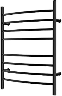 HEATGENE Towel Warmer 8 Bar Plug-in Curved Bath Towel Heater Black