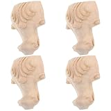 Hemobllo Gambe per Mobili in Legno Vintage Intaglio, 4 Pezzi