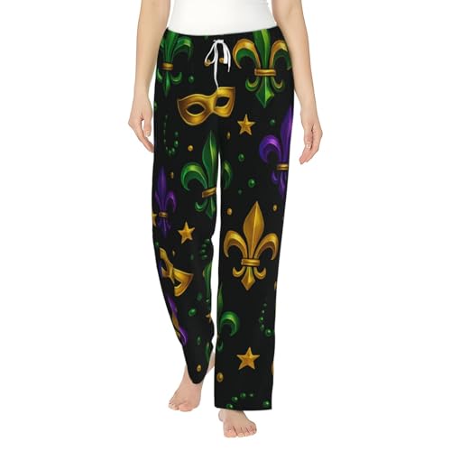 Pantalon de pyjama en polaire fleur de lys pour soirées cocooning