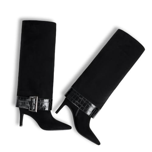 Image of VIUGJNEX Fold Over Boots for Women Fall Tall Knee High Boots