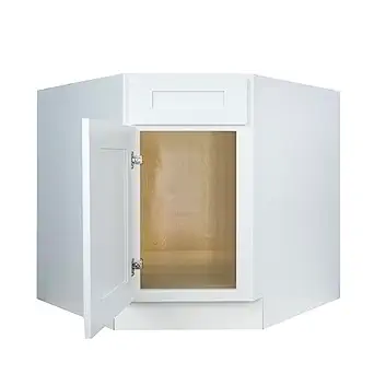 Hollywood Fabiani Design Corner Sink Base Kitchen Cabinet 36 in. W x 24 in. D x 34.5 in. H in Shaker White Ready to Assemble