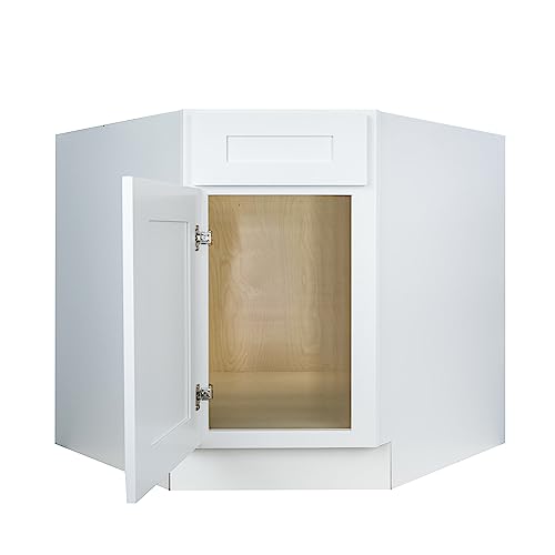 Hollywood Fabiani Design Corner Sink Base Kitchen Cabinet 36 in. W x 24 in. D x 34.5 in. H in Shaker White Ready to Assemble