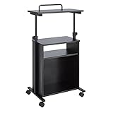 Amazon Basics Adjustable Standing Mobile Laptop Storage Shelves, Black, 21.5 in x 15.7 in x 30-45.3 in