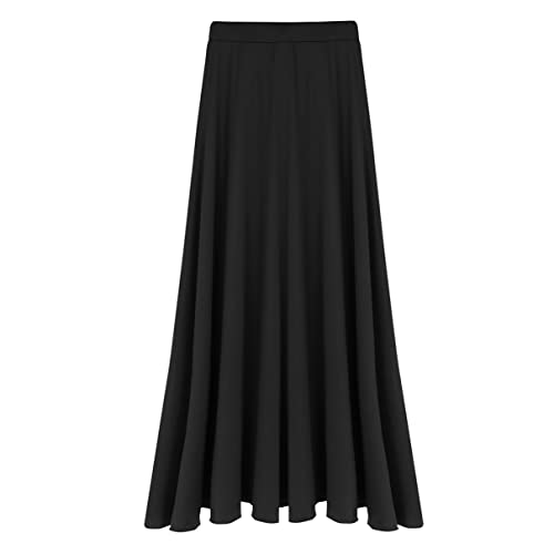 Winying Womens Asymmetric Ballet Dance Gymnastics High Low Ruffle Maxi Skirt Dancewear Black Small #TOP6