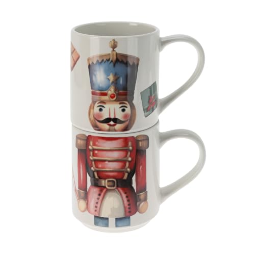 Magie di Natale Tazza di Natale in Porcellana per Decorazioni Natalizie 265 ml Set da 2 (Schiaccianoci)