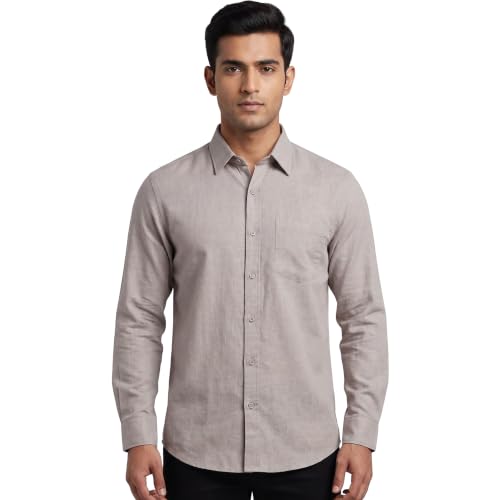 Image of Men's Regular Fit 100% Cotton Solid Casual Shirt