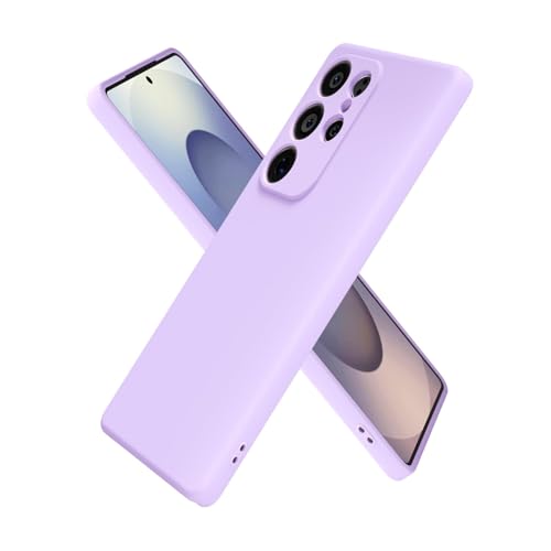 oakxco for Samsung Galaxy S25 Ultra Case Silicone, Ultra Slim Thin Phone Case for Women Girls, Plain Color Minimalist Aesthetic Cute Girly Design, Soft Rubber Gel with Camera Cover, Purple Lavender