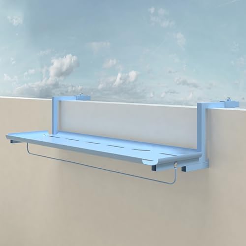 Metal Balcony Bar Table Outdoor Rail Hanging Table Wall-Mounted Side Table Space Saving for Patio Garden Porch(White,60x25cm)