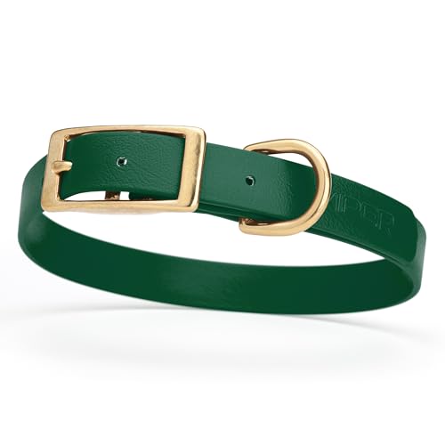 Image of Viper Biothane Heavy Duty Waterproof Dog Collar Strong Coated Nylon Webbing w /Solid Brass Hardware Odor-Proof Easy to Clean High Performance Fits Small Medium or Large Dogs, Hunter Green