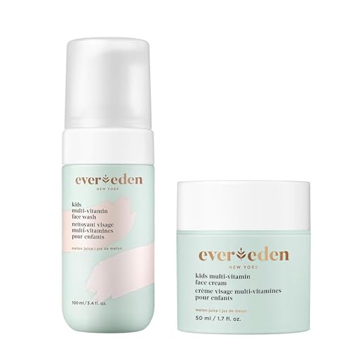 Evereden Kids Happy Face Duo (Melon Juice) - Multi-Vitamin Face Wash & Face Cream Set - Clean & Vegan Skin Care for Kids 3+ - Moisturizing, Nourishing, & Protective Skin Care Set