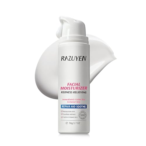 RAUYEN Crema facial calmante de día para arañas rojas, crema hidratante para reparación de piel sensible seca a muy seca, sin perfume, no comedogénica, 1,7 Oz