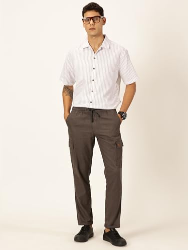 Image of Thomas Scott Men's | Solid | Light Weight | Breathable Fabric | 6 Pocket | Ankle Length | Mid Rise | Regular Fit | Linen | Elasticated with Drawstring | Chino Trouser | Pants