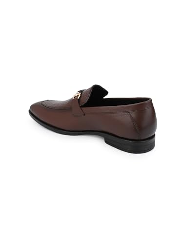 Image of ALBERTO TORRESI Genuine Leather Men's Calabria Brown Buckle Slip-ONS