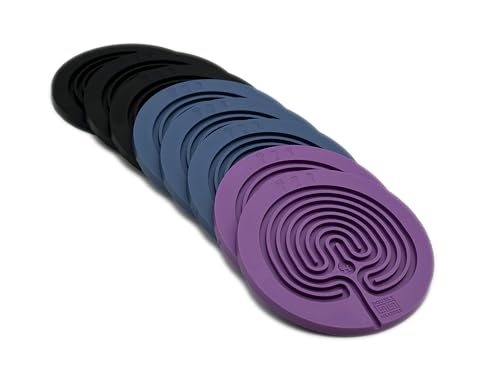 Classic Labyrinth Multi-Color Silicone Coasters - Set of 8 Non-Slip, Heat-Resistant Drink Coasters for Coffee, Tea, and Glasses - Durable, Easy to Clean, Decorative Tabletop Protection