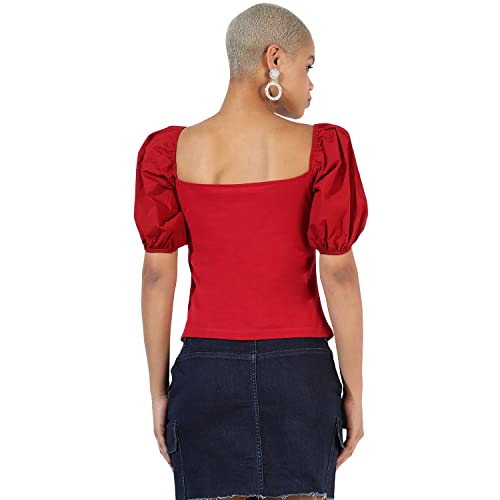 Image of Campus Sutra Women's Cotton Regular Fit Tops
