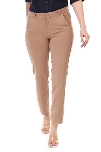 Image of modny Formal Trousers for Women Premium Polycotton, Regular Fit, Straight Pant for Girls | Ideal for Office, College & Professional Wear