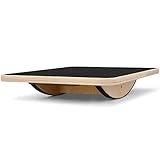 Yes4All Rocker Wooden Balance Board – Ideal for Flexibility & Stability Training – Rocker Board/Wobble Board (Black)