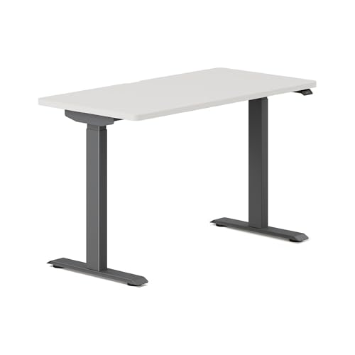 Image of Branch Duo Standing Desk, Adjustable Standing Desk with 20 inch Range | OLED Control Panel, Frameless Design and Compact Size Suitable for Many Spaces, 48 Inches, Charcoal Base, White Top