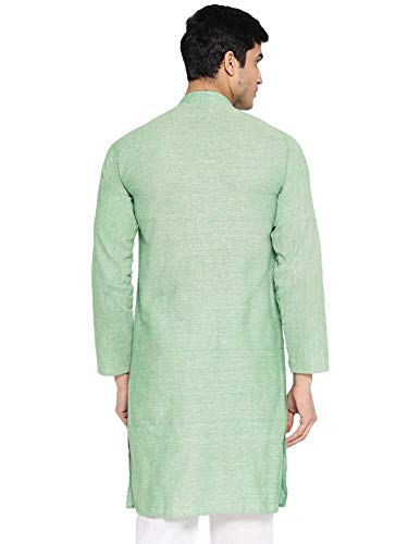 Image of Vastraa Fusion Men's Printed Kurta Pure Cotton Long Kurta, Round Collar, Full Sleeves, Button Kurta, Ethnic Wear