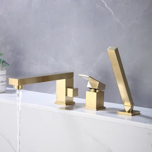 Robinet mitigeur de baignoire or brossé 3 trous chic - 2