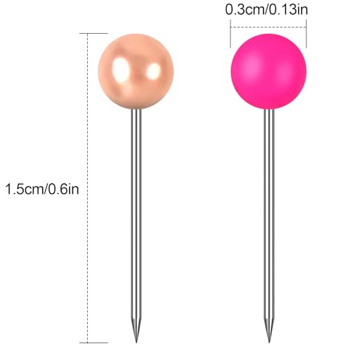 810 PCS Map Pins, 1/8 Inch Map Tacks, Colored Push Pins, 15 Assorted Colors (Each Color 54 PCS) in Map Push Pins, Push Pins for Bulletin Board