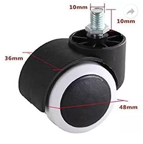Image of Castersman Chair Wheel TP Castor Wheels Threaded Set of 4 pcs for revolving Chairs and Other revolving Products.