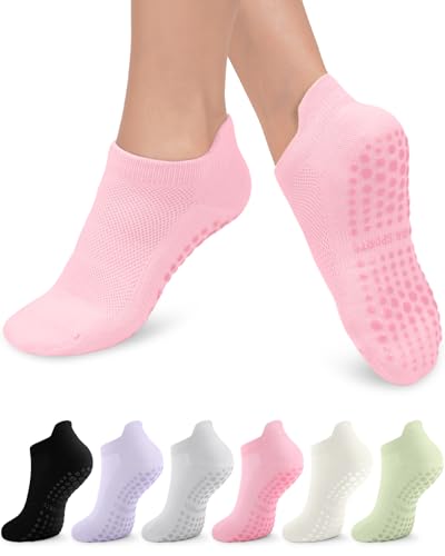 Aoliks Pilates Socks with Grips for Women, Ankle Yoga Socks for Ballet Barefoot Workout Athletic Sock