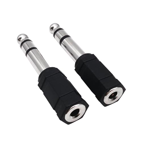 2 PCS Headphone Jack Adapter, 6.5mm Male to 3.5mm Female Audio Jack Plug, Headphone Adapter for Microphones, Digital Piano, Electric Keyboard, Speaker, Headphones to Audio (2Pcs Black)