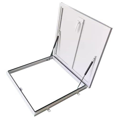Finestra lucernario personalizzabile impermeabile in lega di alluminio, portello di accesso per tetto per cantine, patii e soffitte (bianco, 90 x 90 cm)