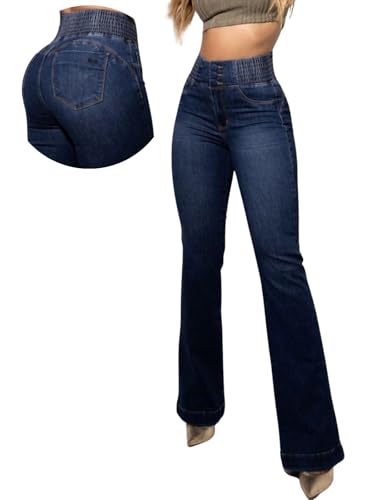 Flare Jeans for Women Tummy Control Bootcut Jeans Stretchy Button Fly Bell Bottom Butt Lifting High Waisted Denim Pants2