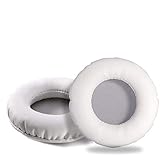 ATH-S200BT オーディオテクニカ/MDR-NC6 / AKG / JVCオンイヤー型ヘッドフォン用の75MMイヤーパッド（完全なリストは中）、ブラックプロテインレザーレアンチダストマット交換用カップ (ホワイト＆グレー)