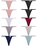 FINETOO 10er Pack Baumwoll Unterhosen Damen Nahtlos T-Back Tangas Set Seamless Unterwäsche Bequem Strings Frauen Thong Mehrfarbig S-XL(pure-10pack, S)