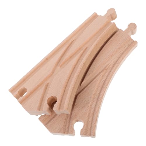 Toyvian 2pcs Wooden Train Track Pieces Multi Way Switch Tracks for Train Sets Expandable Railway Accessories Safe Educational for Creative Play and Cognitive Development