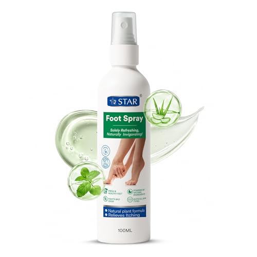 SZ STAR Foot Spray 100ml for Smelly & Sweaty Feet Antifungal Deodorant with Peppermint & Tea Tree Oil Cooling Spray for Freshness & Daily Care Athletes Treatment Formula