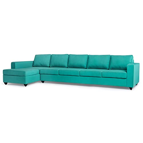 Image of Wakefit Sofa Set | 3 Year Warranty | Sofa 3 Seater, 3 Seater Sofa for Living Room, Wooden Sofa Set, 4 Seater + Left Aligned, Sofa for Living Room - Napper(Linen Charm : Linen Charm Lagoon)