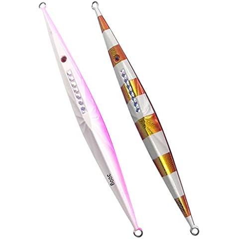 2PCS 14oz / 400g Hip Pitch Jigging,Golden Pink Speed Fast Jig for Saltwater, Deep Sea Vertical Lure for Tuna Mackerel Skipjack Redfish Seriola Flounder Seawolf Cover