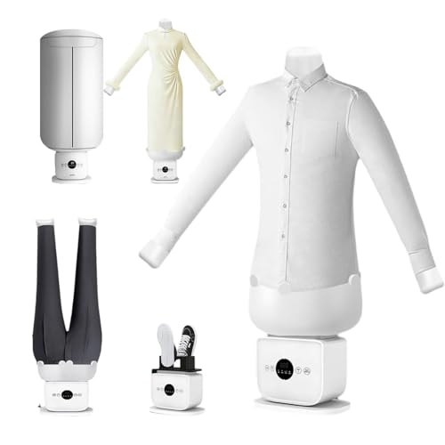 Luzphened Mannequin de séchage et défroissage à air Chaud 1400 W, Repassage Gonflable for Chemises avec Commande Tactile,Armoire à Vapeur Verticale for la Maison, Douce aux vêtements B