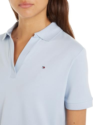 Tommy Hilfiger Damen Poloshirt Kurzarm Regular Fit, Blau (Breezy Blue), S – Ansicht 3