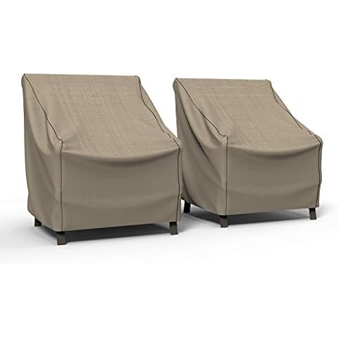 Budge P1W01PM1-2PK English Garden Patio Chair Cover, Heavy Duty and Waterproof, Tan Tweed, Medium (Pack of 2) Cover