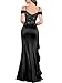 Miusol Women's Sexy Off Shoulder Sequin Lace Wedding Bridesmaid Party Long Dress (Large, Black)