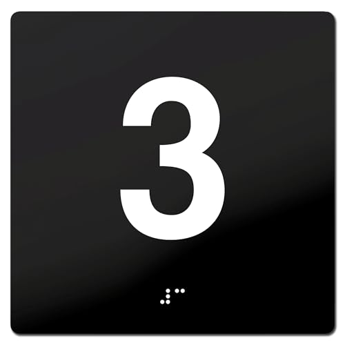 3rd Floor Elevator Jamb Plate Sign with Braille Raised Number,