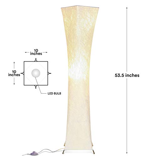 Brightech Harmony Contemporary Lamp For Boho Living Rooms & Offices, Led Floor Lamp For Bedrooms, Tall Lamp With Heavy Base, Mid-Century Modern Standing Lamp For Great Living Room Décor – White Shade #TOP1